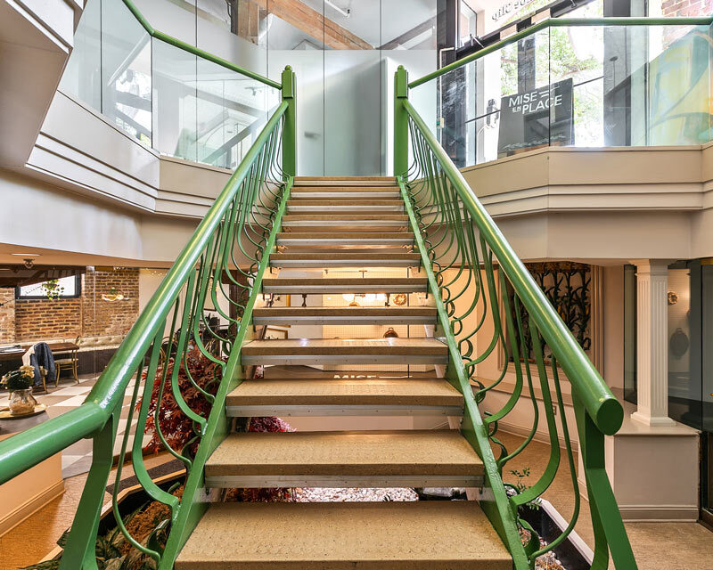 Staircase to basement offices