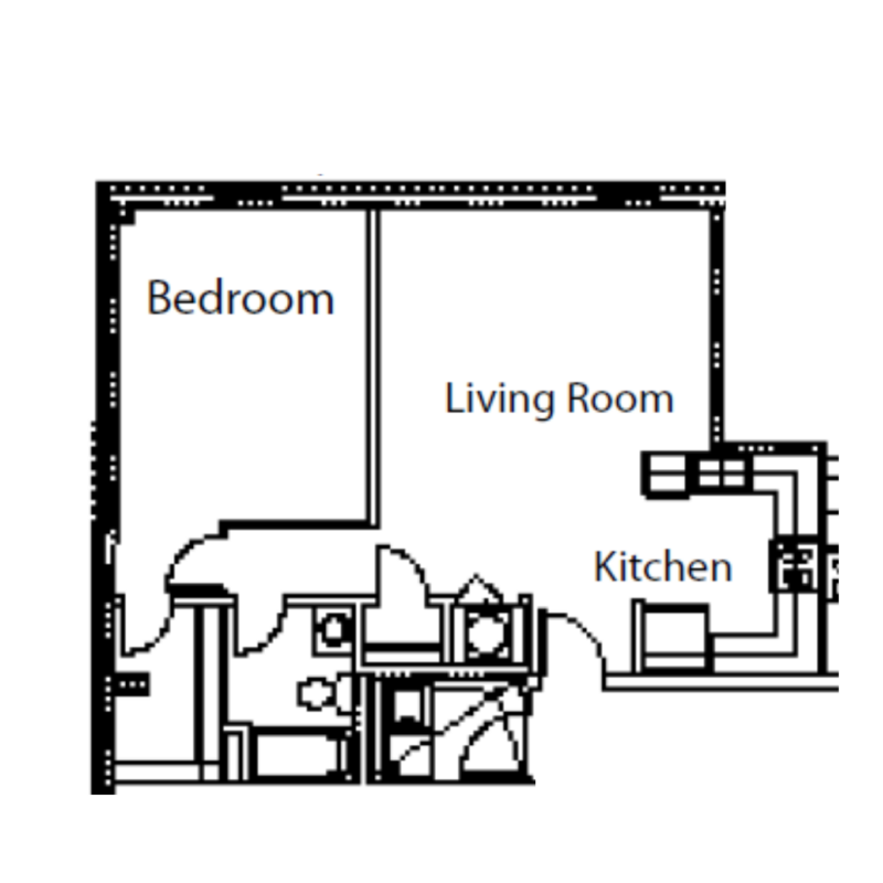 Bowers 1 Bedroom Floorplan
