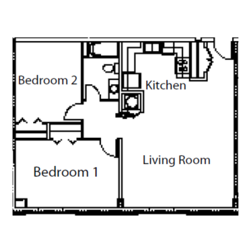 Bowers 2 Bedroom Floorplan