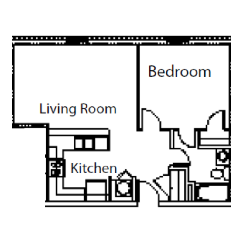 Bowers 1 Bedroom Floorplan alternate