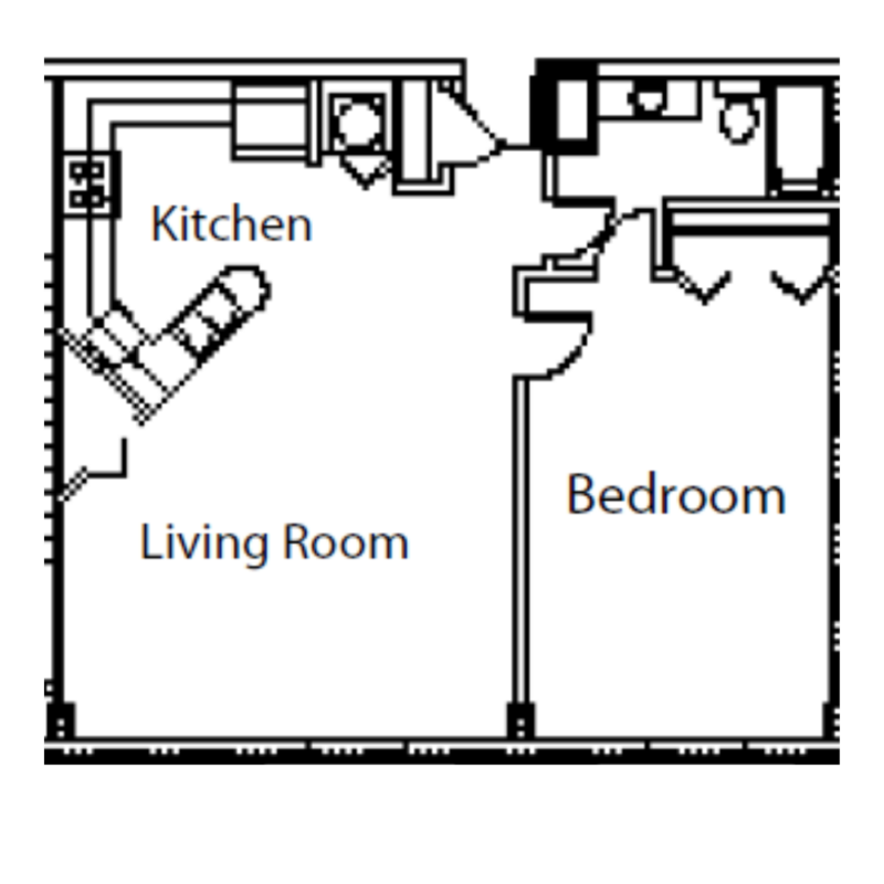 Bowers 1 Bedroom with Living Floorplan